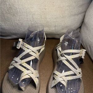 Chaco in yellow and beige-beautiful colorway! Very little wear at all-like new!